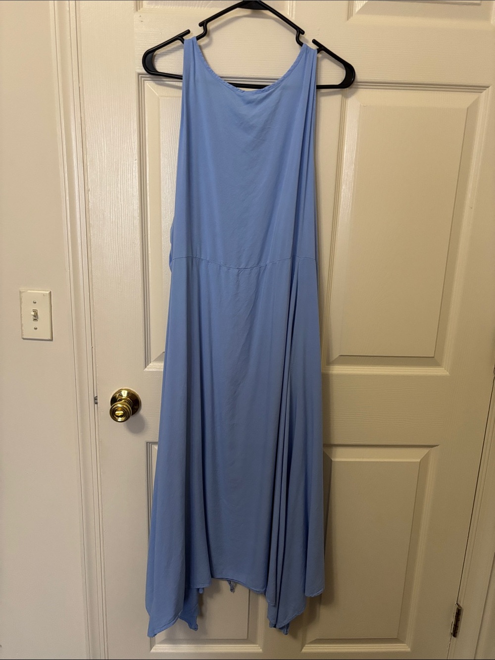 XXL Light Blue Sleeveless V-Neck Flowy Maxi Dress